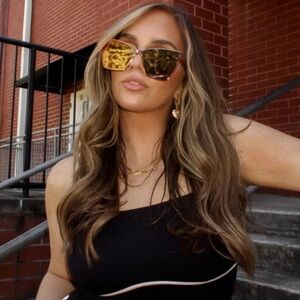 Stylish Diff Goldie Gold / Brown Sunglasses with Black Case